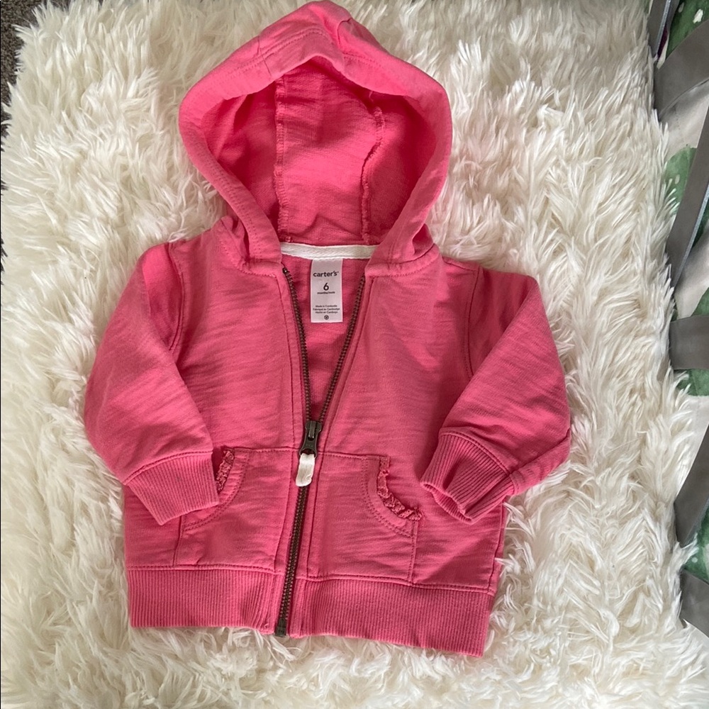 Carter's Baby Girl Pink Hoodie 6 Months Long Sleeve